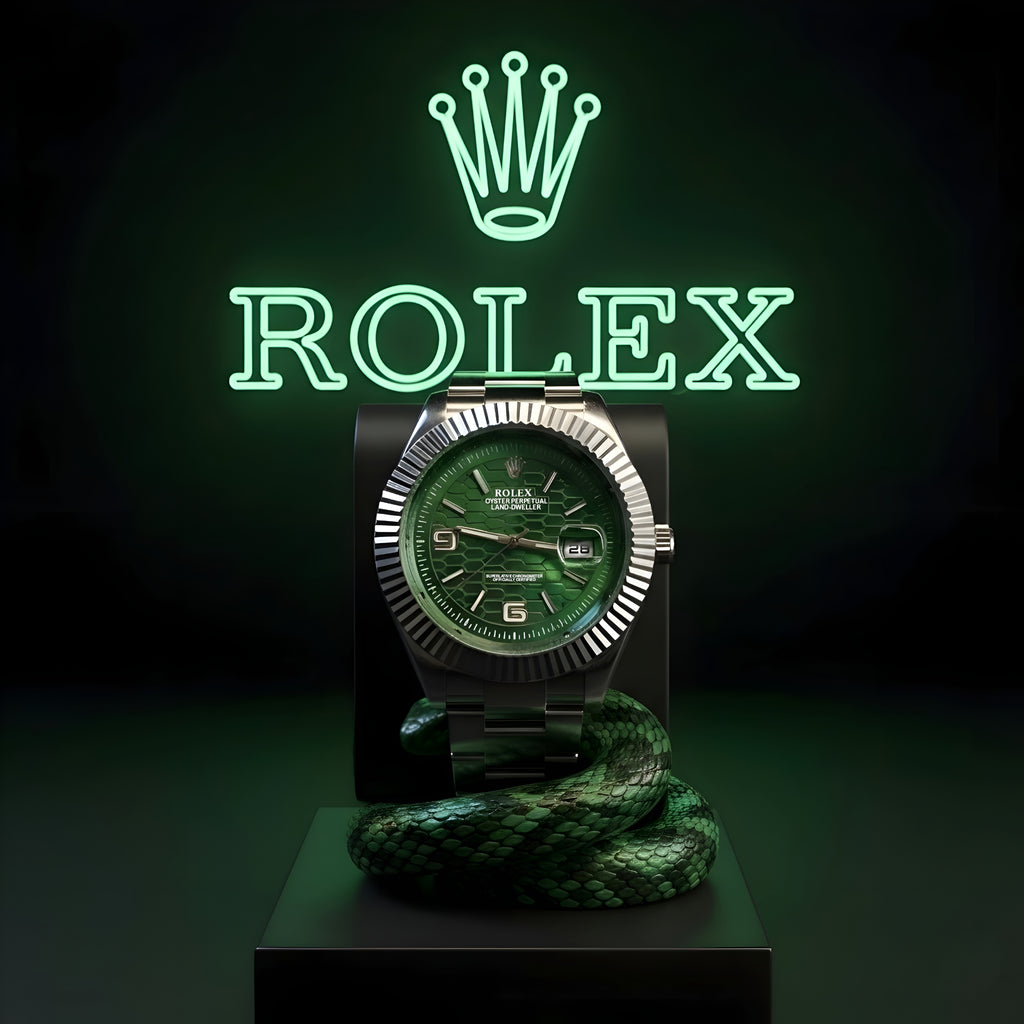Oyster-Style Land Dweller Watch - Luxury Green Snake Dial Men’s Timepiece