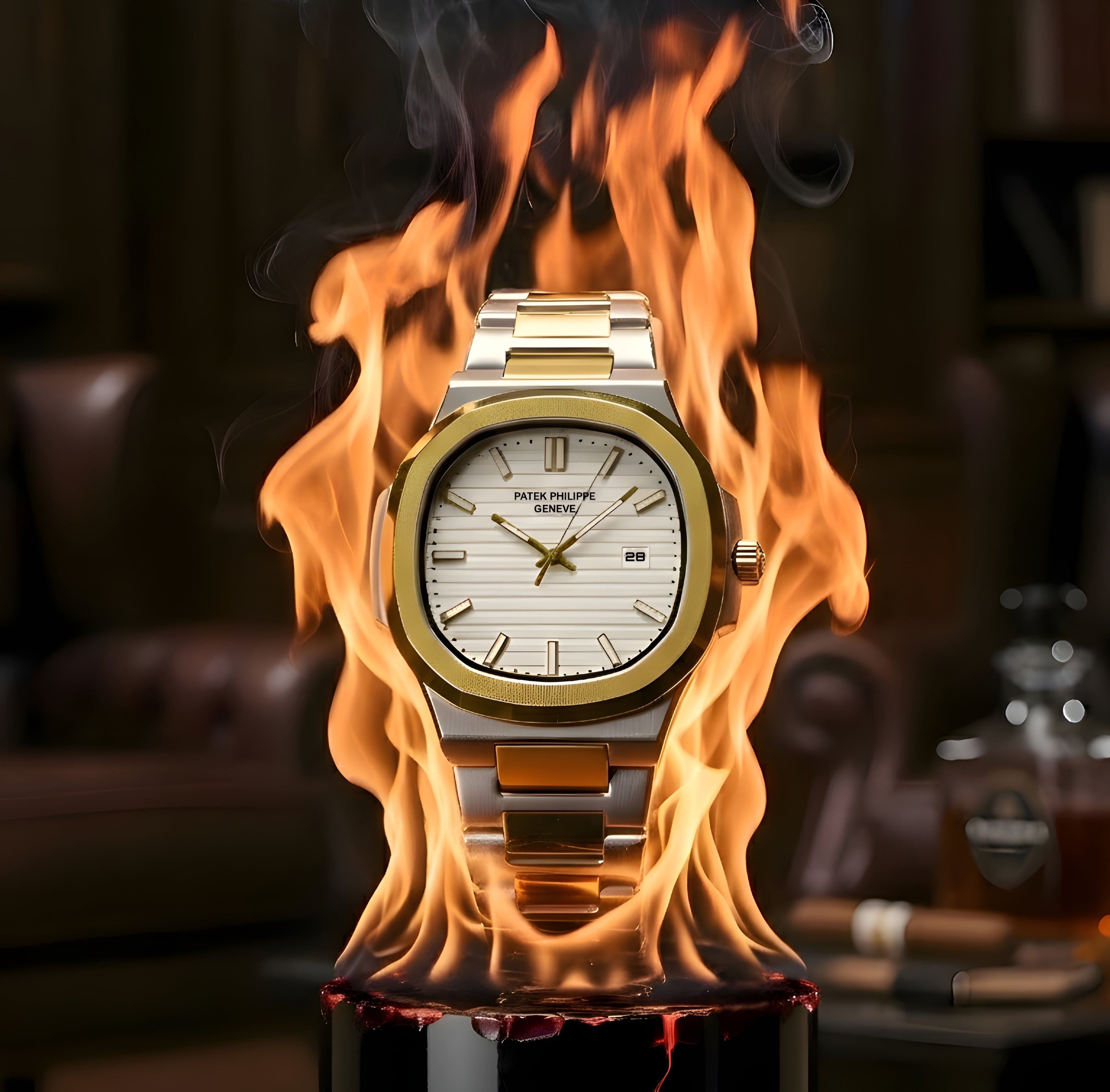 Patek Philippe Nautilus Two Tone Watch Gold Silver White Dial Price in Pakistan