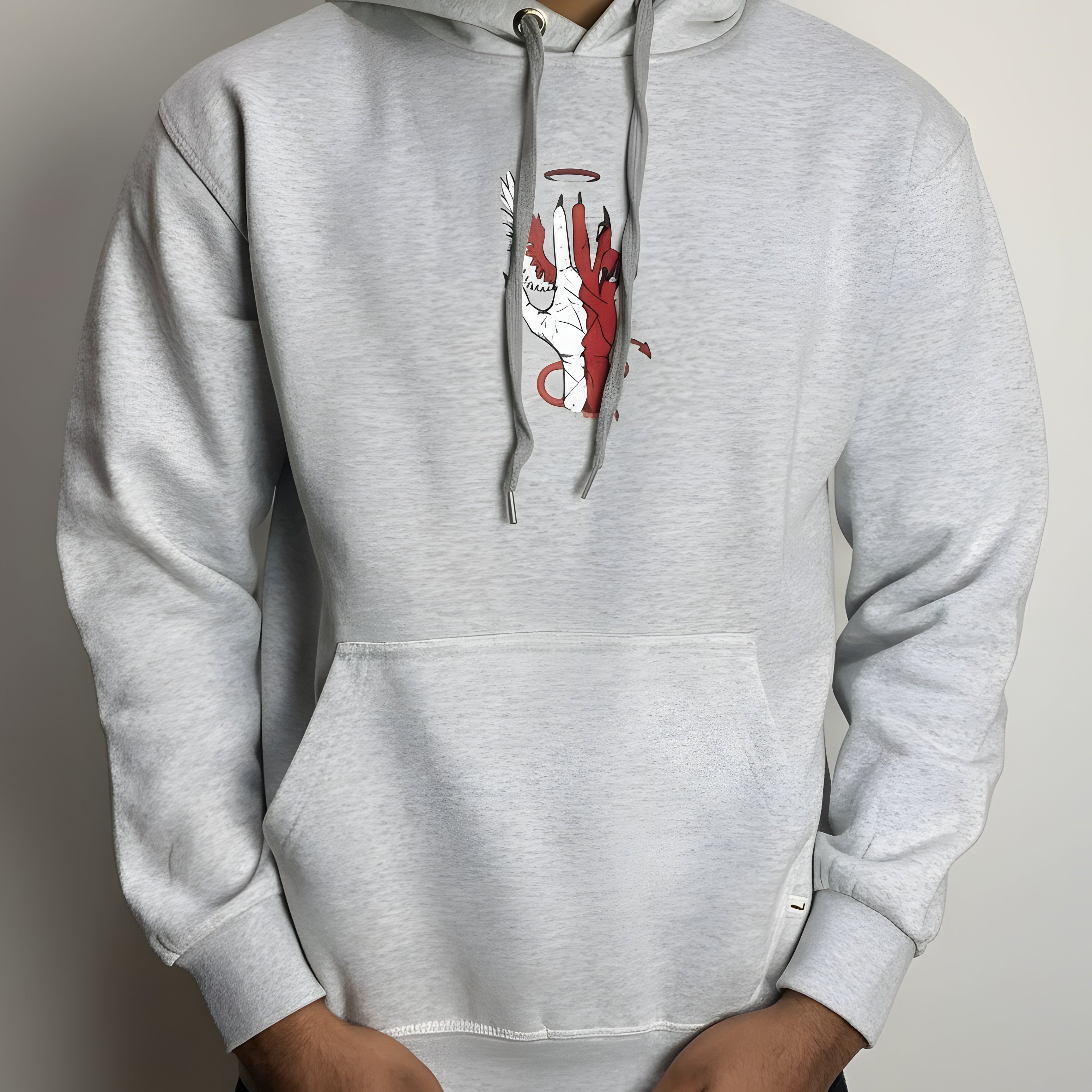 Streetwear Graphic Hoodie | Angel Devil Hands Print Oversized Fit Fleece | Winter Collection Pakistan