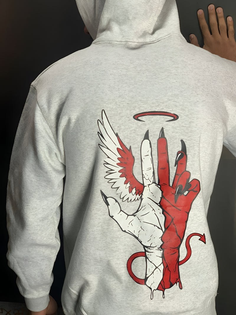 Streetwear Graphic Hoodie | Angel Devil Hands Print Oversized Fit Fleece | Winter Collection Pakistan