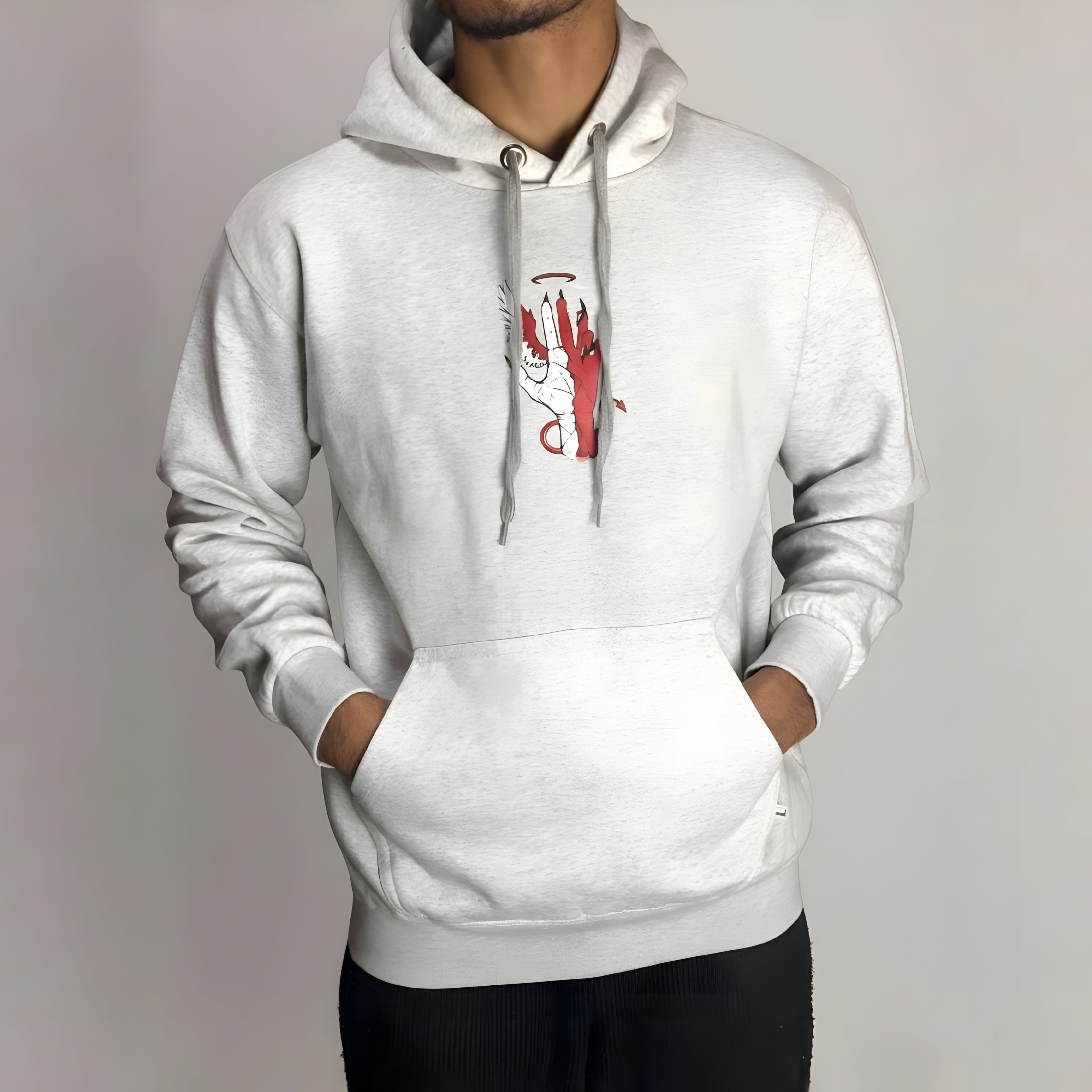 Streetwear Graphic Hoodie | Angel Devil Hands Print Oversized Fit Fleece | Winter Collection Pakistan