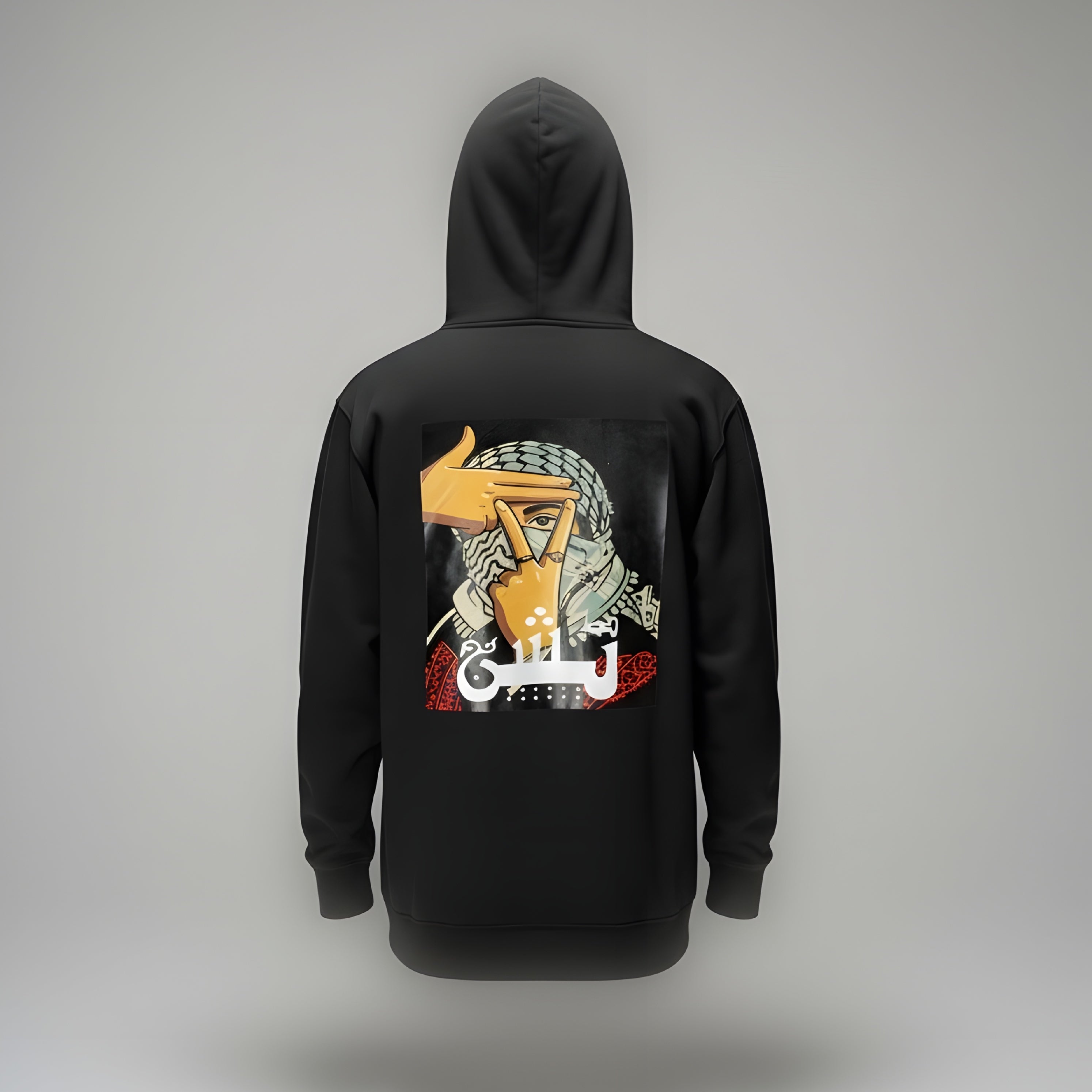 TASHAN Streetwear Hoodie | Oversized Keffiyeh Graphic Print Fleece Pakistan