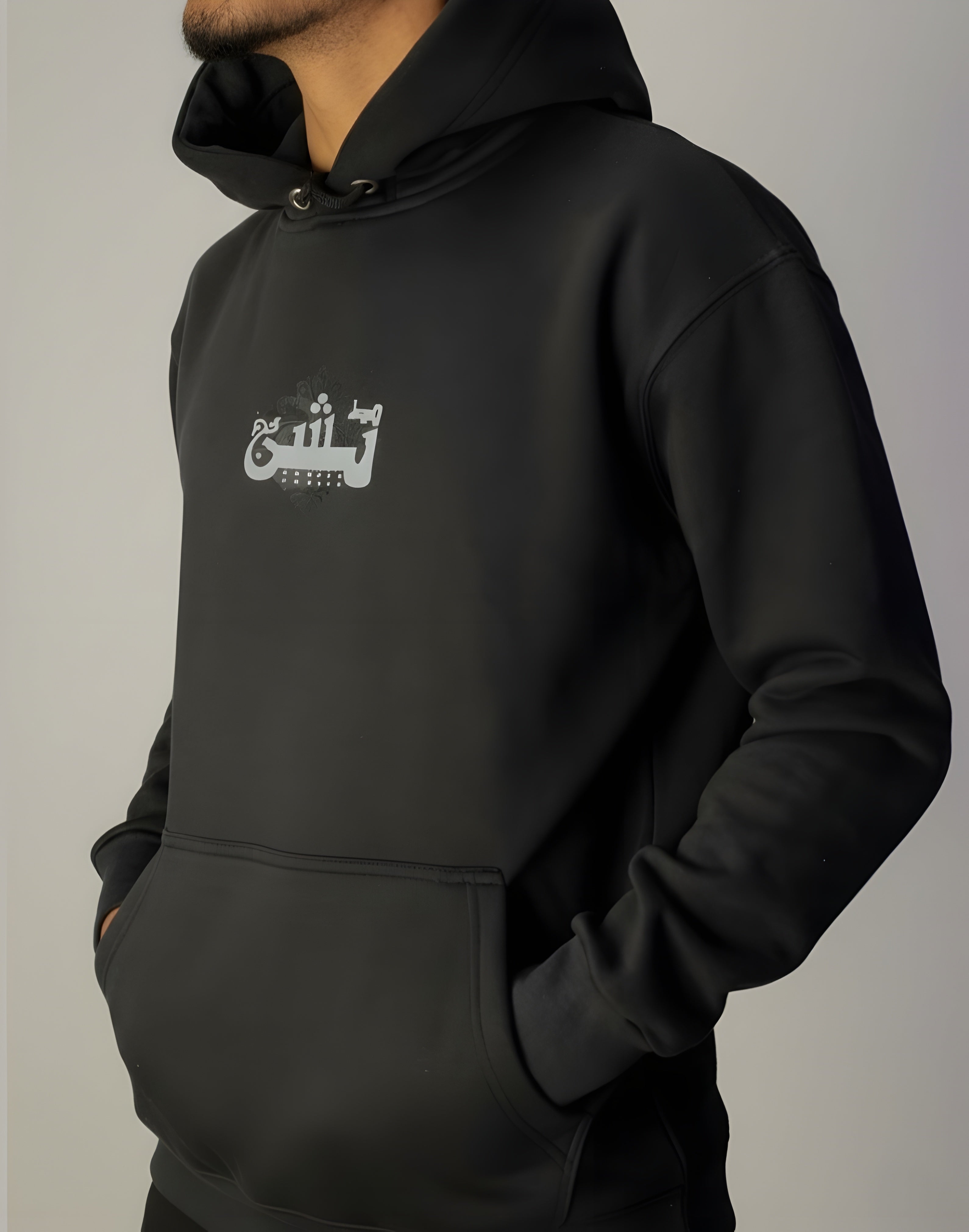 TASHAN Streetwear Hoodie | Oversized Keffiyeh Graphic Print Fleece Pakistan