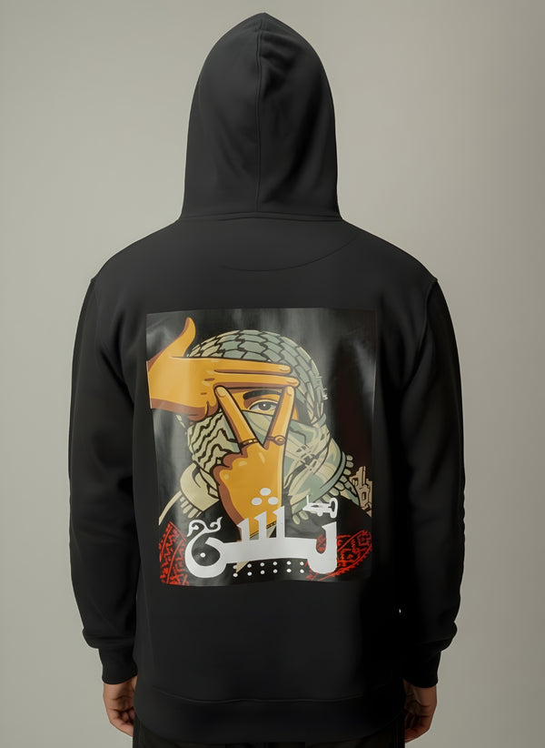 TASHAN Streetwear Hoodie | Oversized Keffiyeh Graphic Print Fleece Pakistan