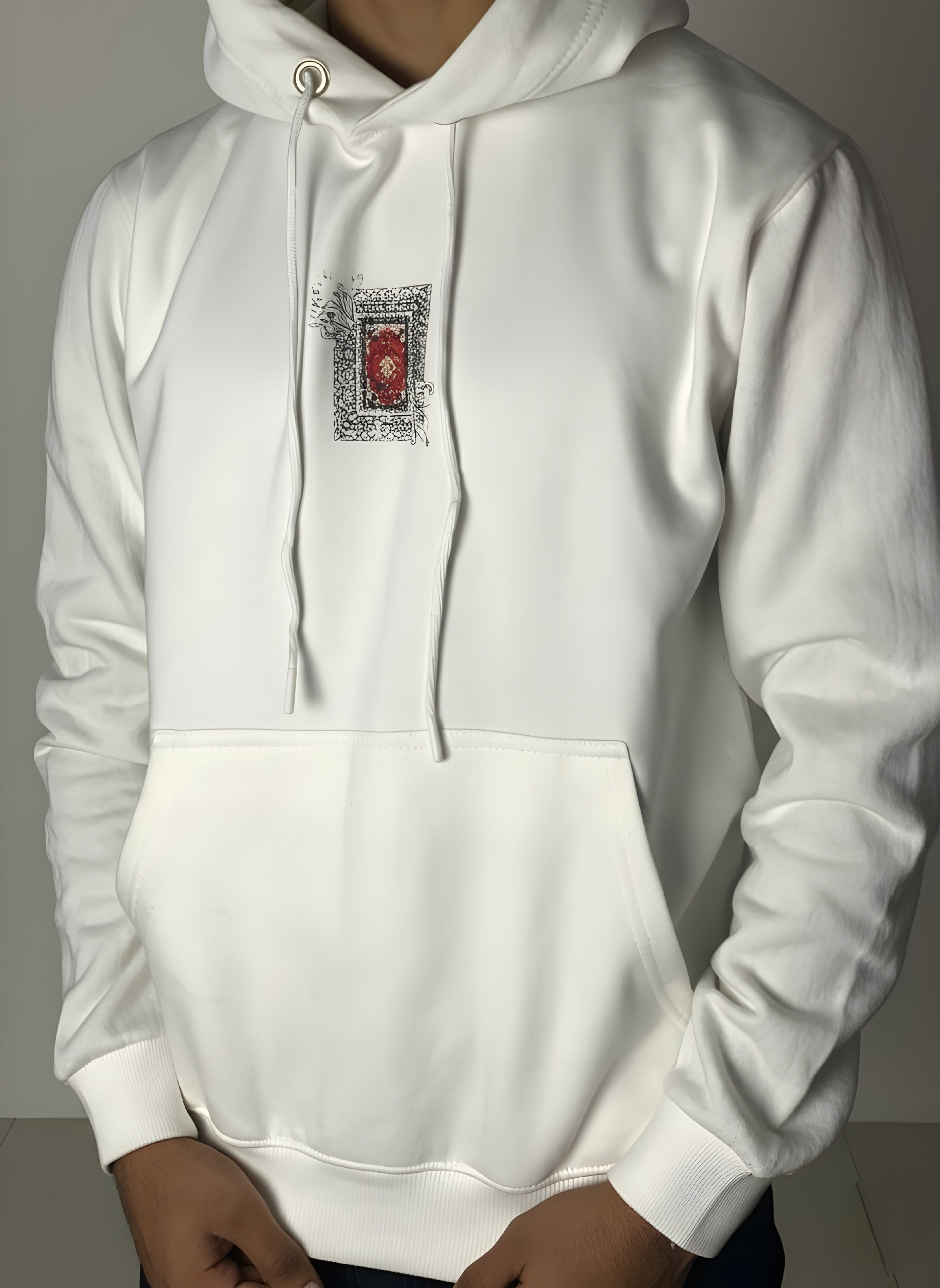 Oriental Rug Graphic Hoodie | Minimalist Chest Print Oversized Fleece Pakistan