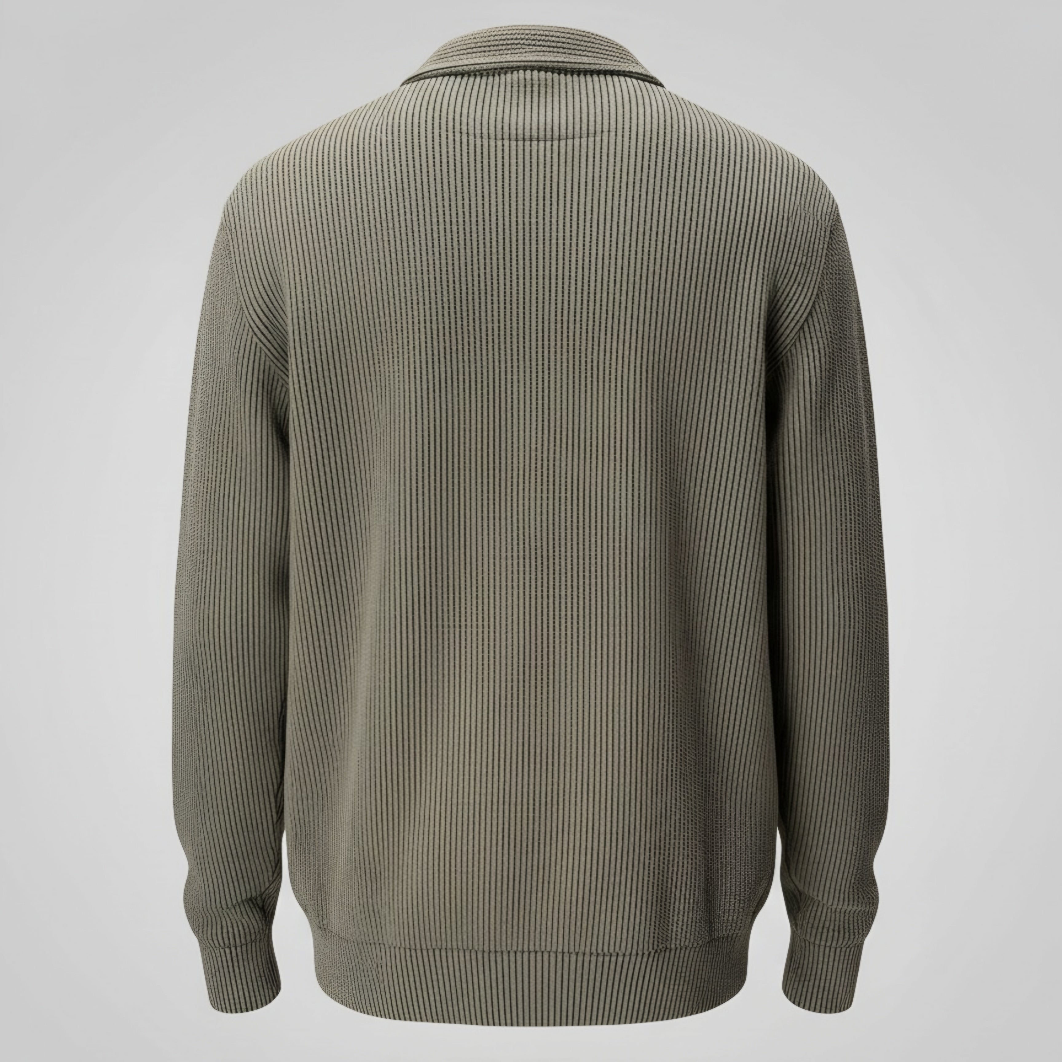 Grey Ribbed Quarter-Zip Sweater | High Neck Knit Pullover Smart Casual Pk