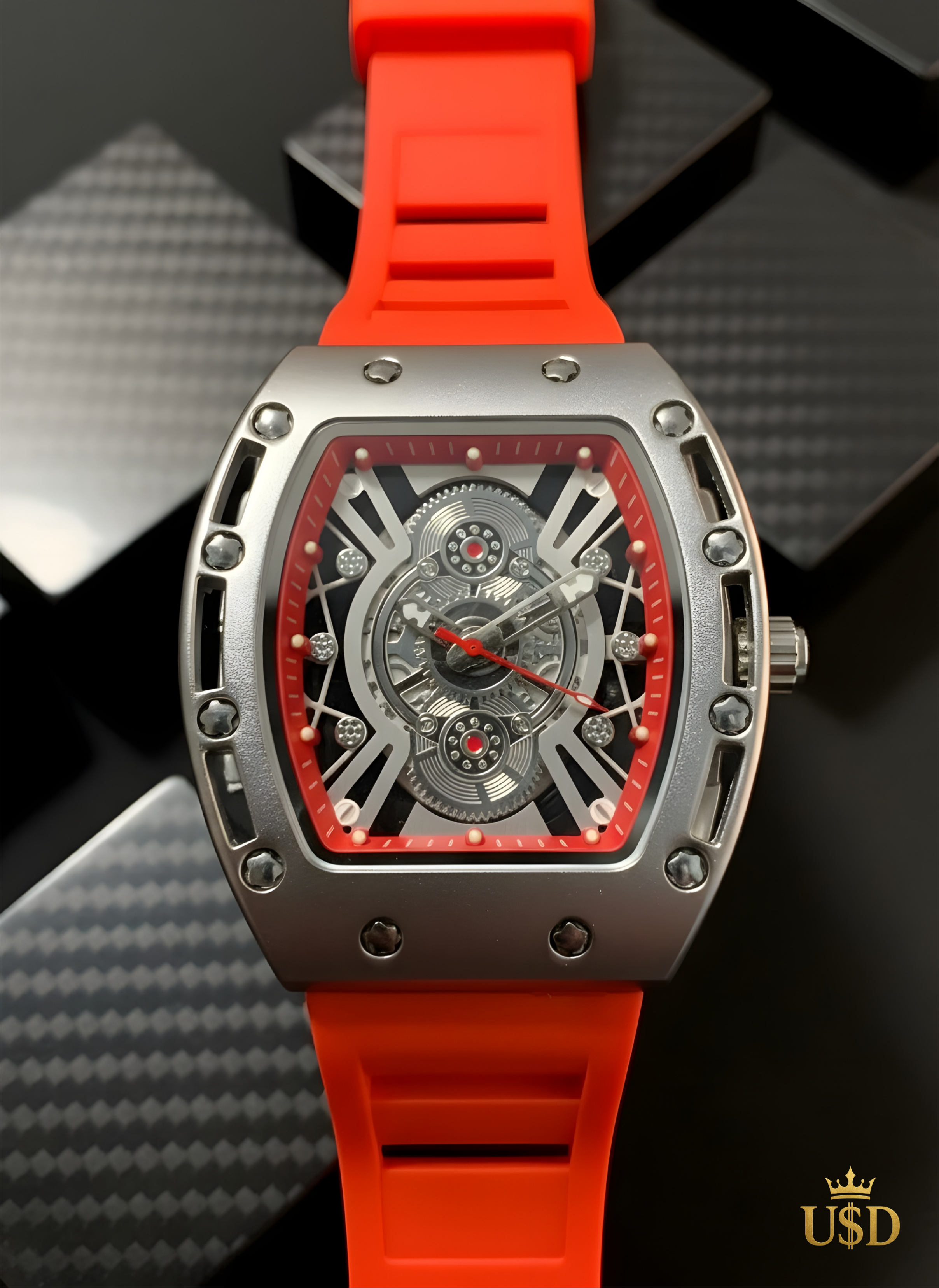 Aero-Sport Tonneau Skeleton Watch – RM Style Industrial Quartz Edition